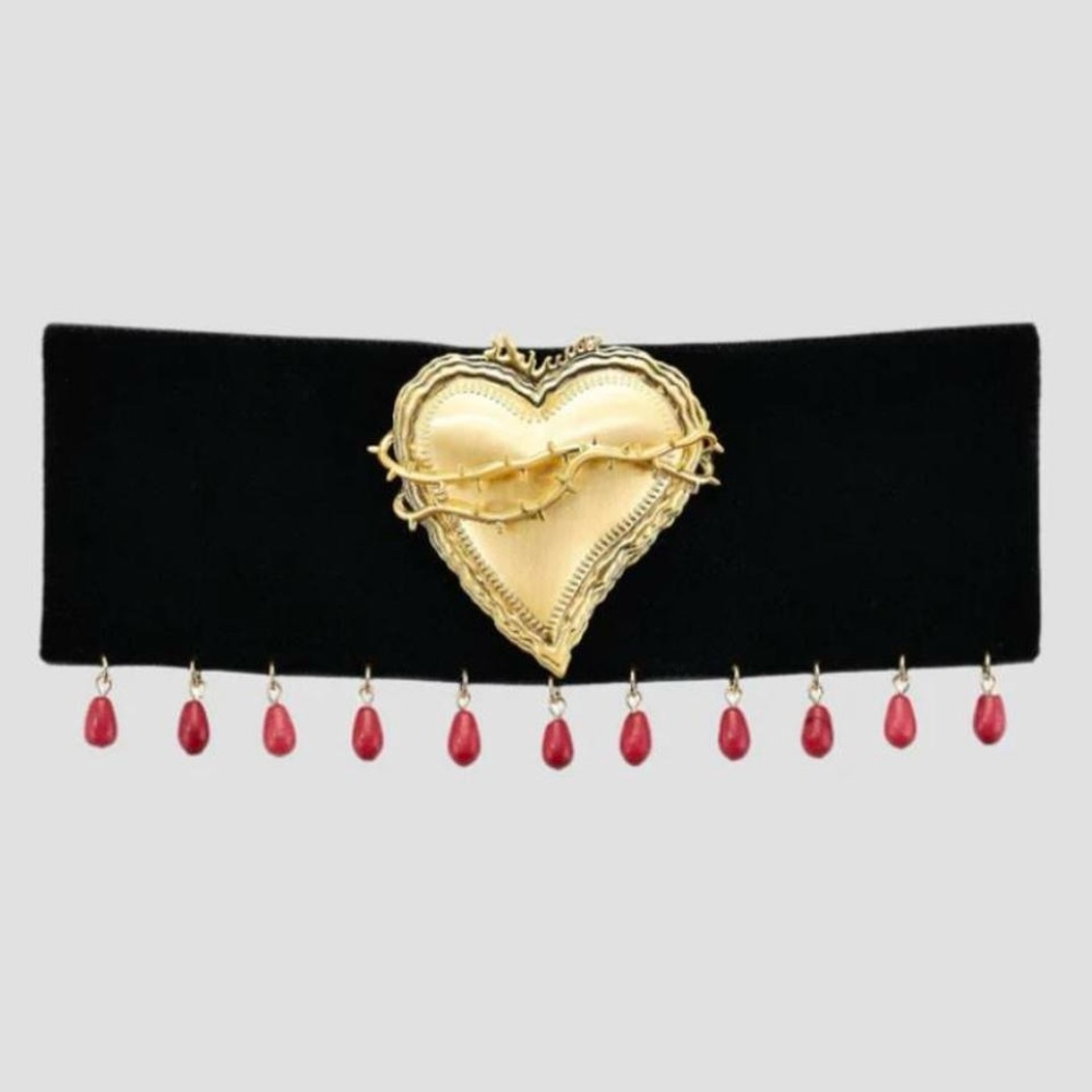 Mirror Palais x M Jewelers Sacred Heart Velvet Choker